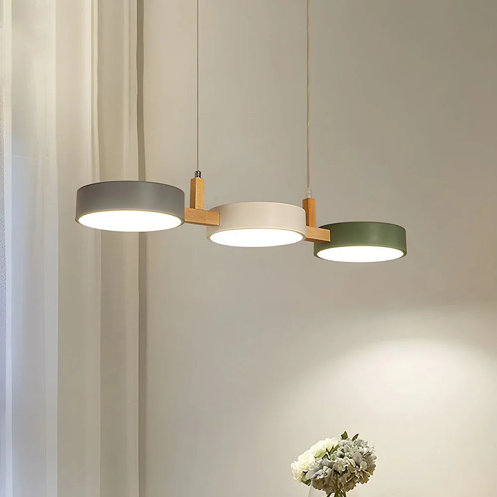 Long Nordic Iron and Wood Pendant Light – Elongated Silhouette for Dining Table and Kitchen Island