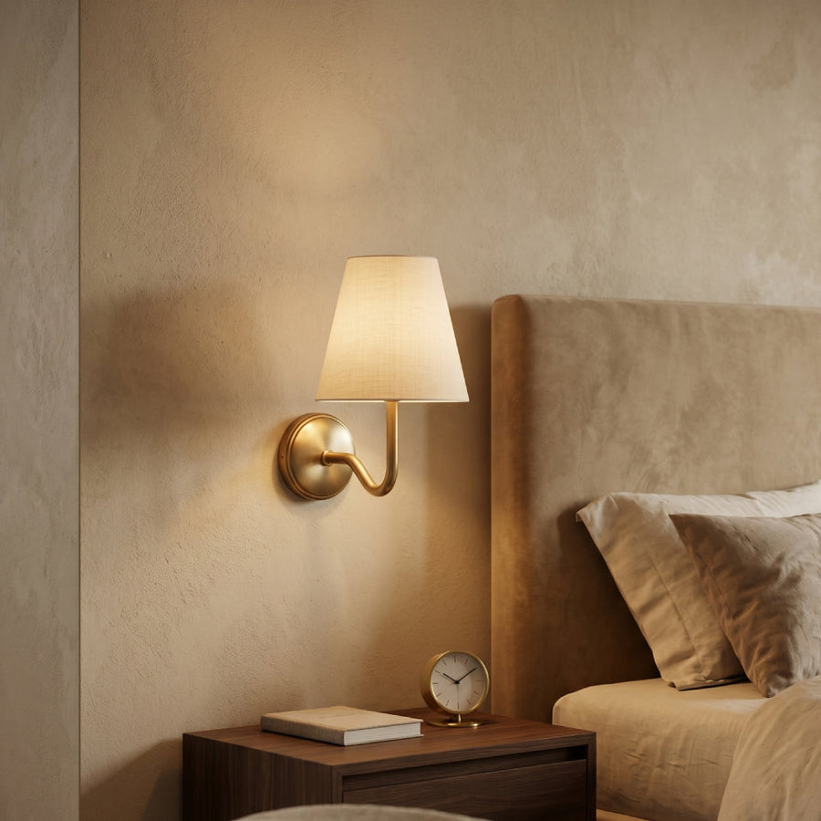 Small Brass Wall Light – Alabaster White with Antique Finish for Minimalist Design