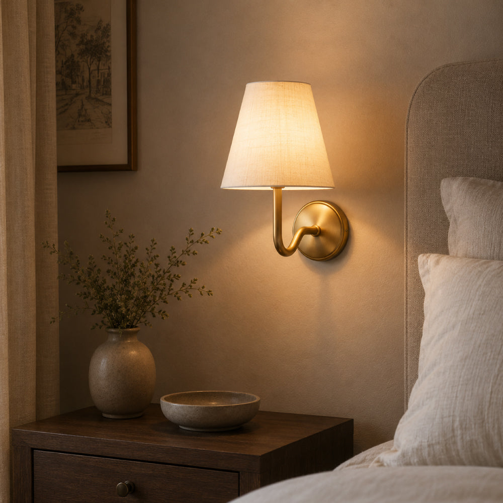Small Brass Wall Light – Alabaster White with Antique Finish for Minimalist Design