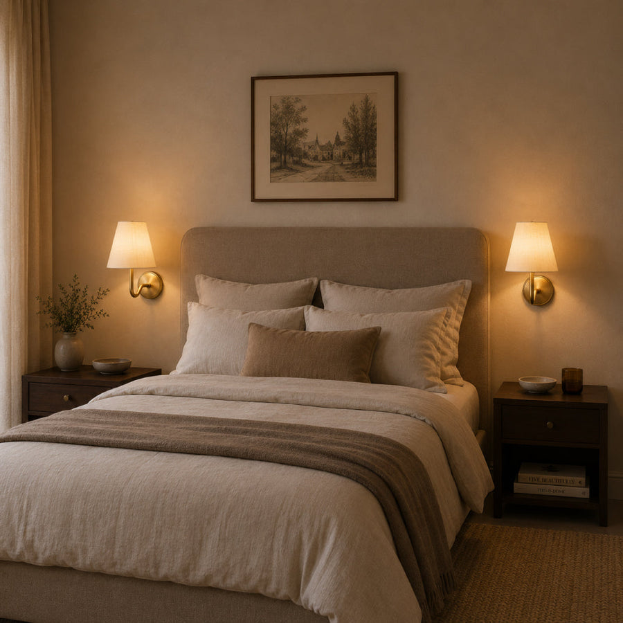 Small Brass Wall Light – Alabaster White with Antique Finish for Minimalist Design