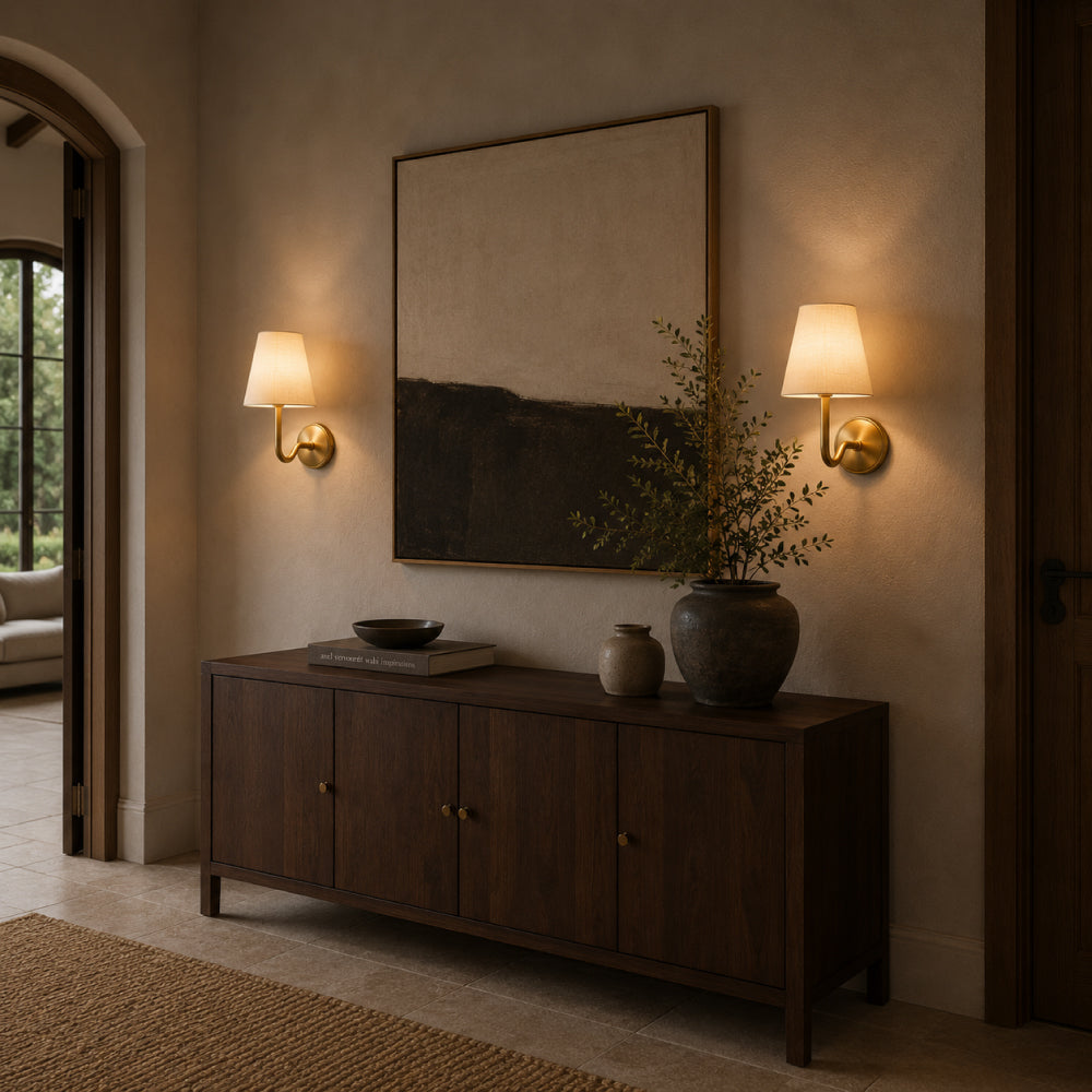 Small Brass Wall Light – Alabaster White with Antique Finish for Minimalist Design