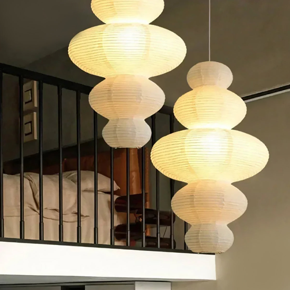 Rice Paper Ceiling Light – Wabi-Sabi Design with Adjustable Cord
