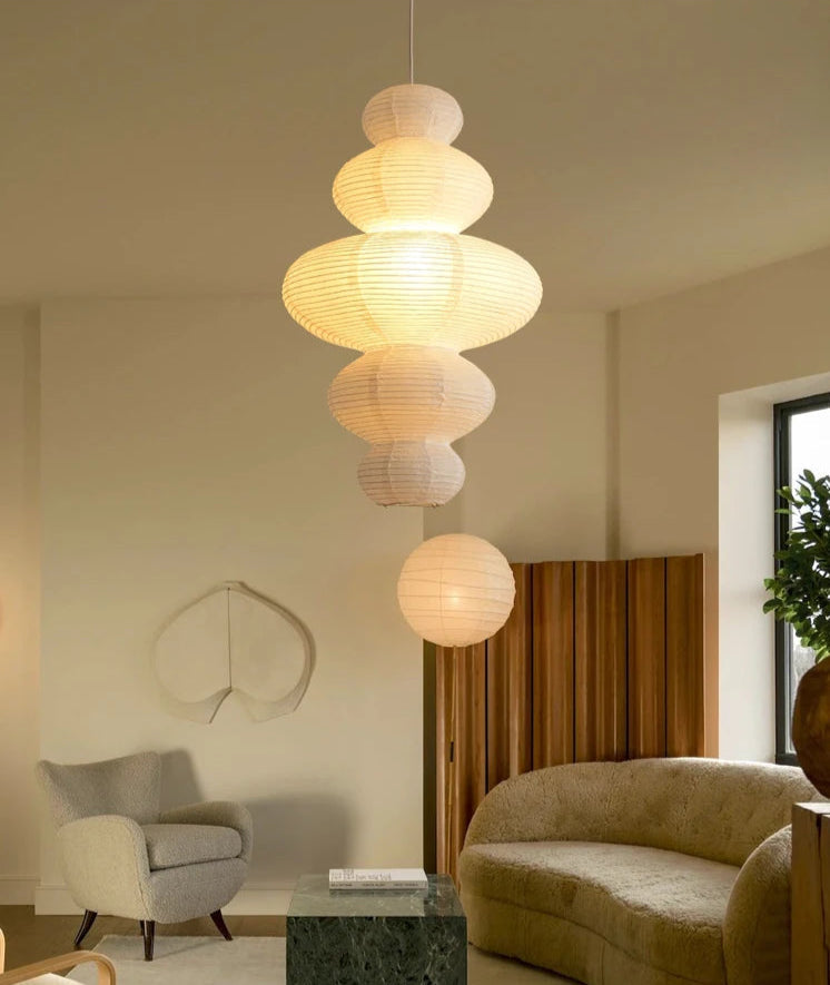 Rice Paper Ceiling Light – Wabi-Sabi Design with Adjustable Cord