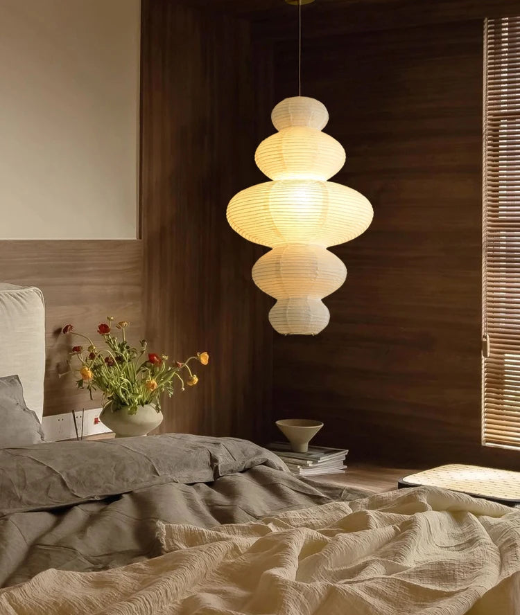 Rice Paper Ceiling Light – Wabi-Sabi Design with Adjustable Cord