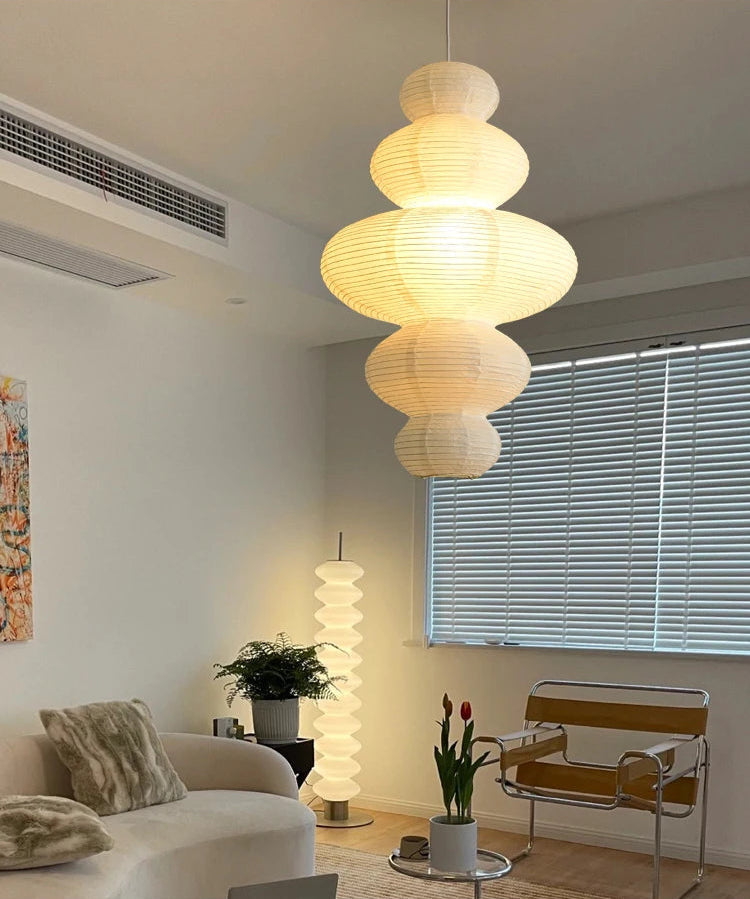 Rice Paper Ceiling Light – Wabi-Sabi Design with Adjustable Cord