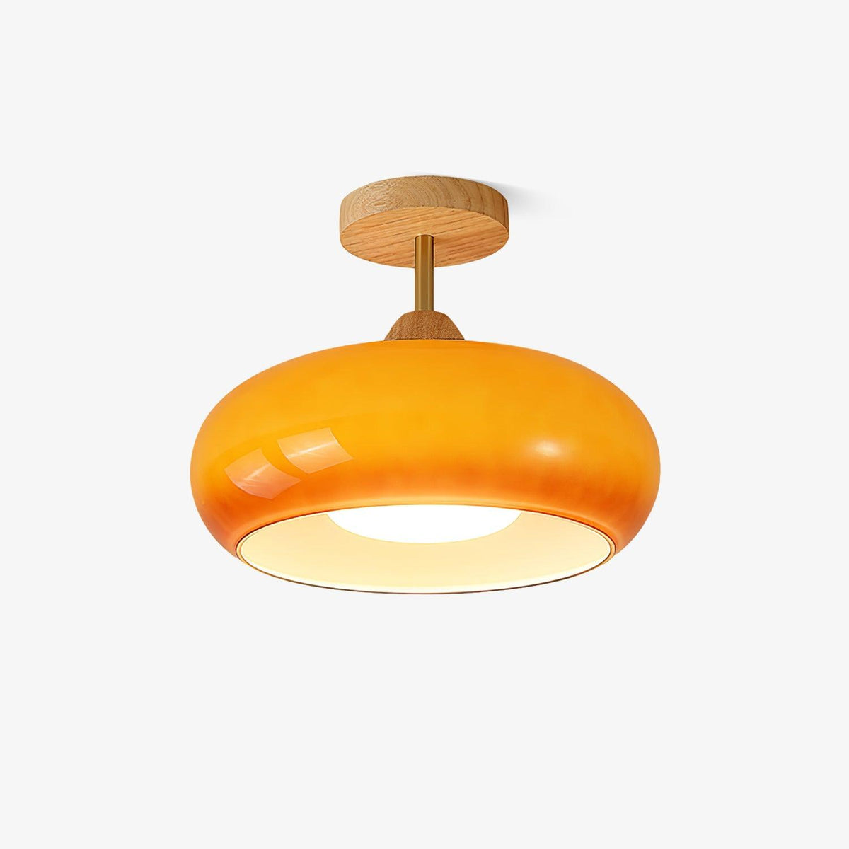 Wood and Glass Ceiling Light – Bauhaus Design