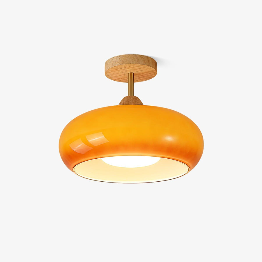 Wood and Glass Ceiling Light – Bauhaus Design