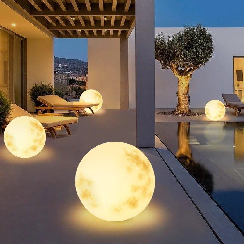 Crescent Moon LED Garden Lamp – Weatherproof with USB Charging