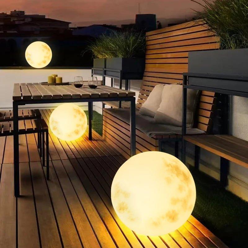 Crescent Moon LED Garden Lamp – Weatherproof with USB Charging