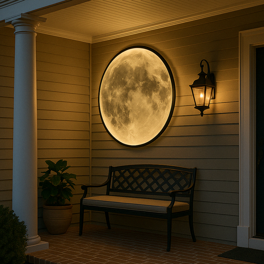 Acrylic and Iron Moon Wall Light – Realistic Glow with Warm Tone