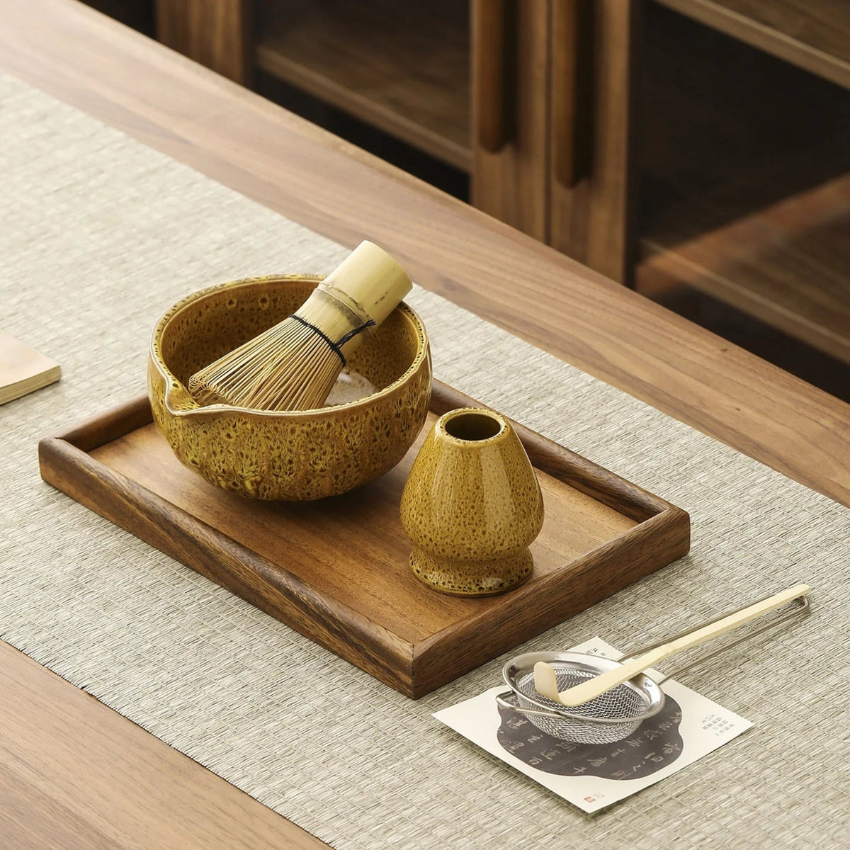 Matcha Set – 5-Piece Ceramic and Bamboo with Unique Kiln Glaze