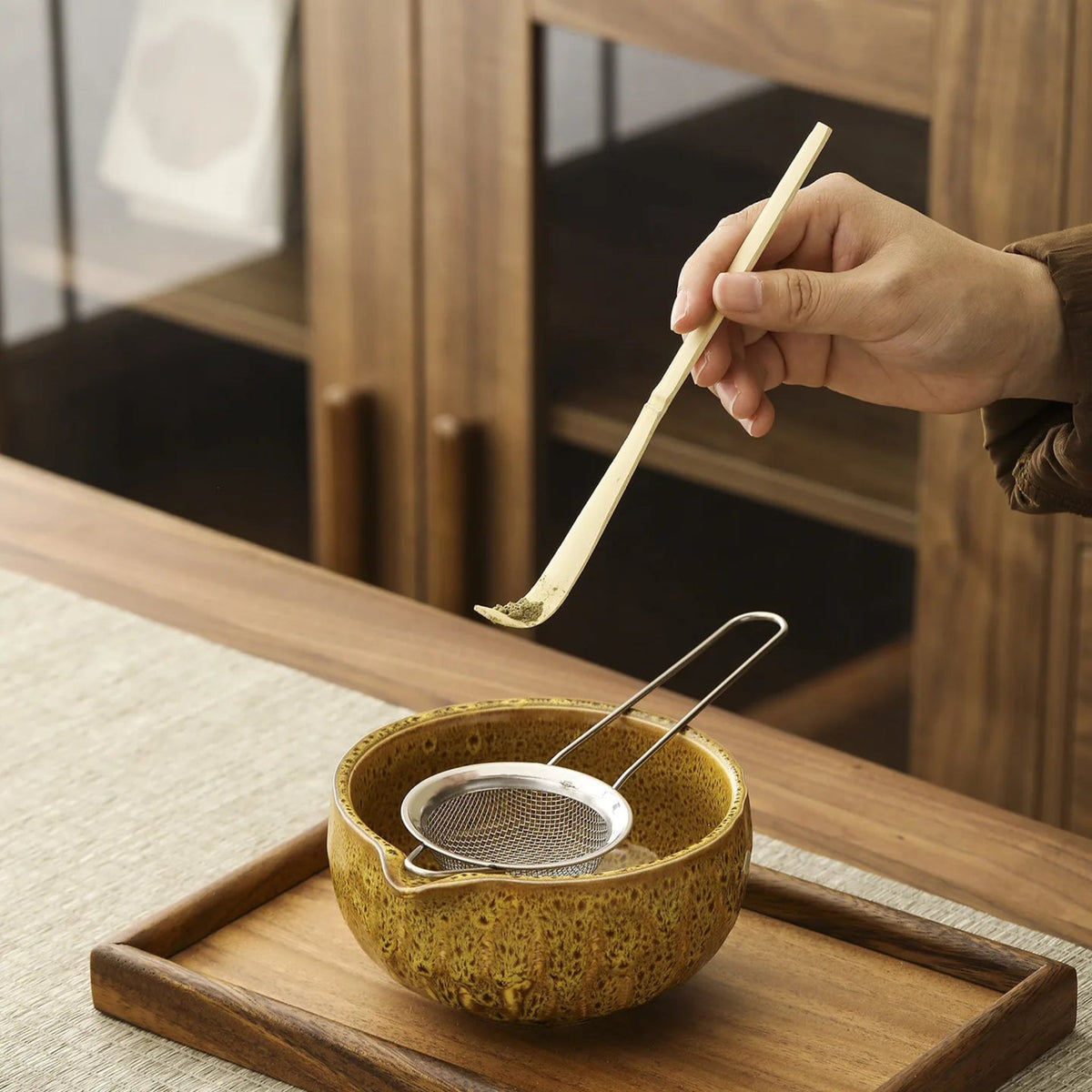 Matcha Set – 5-Piece Ceramic and Bamboo with Unique Kiln Glaze