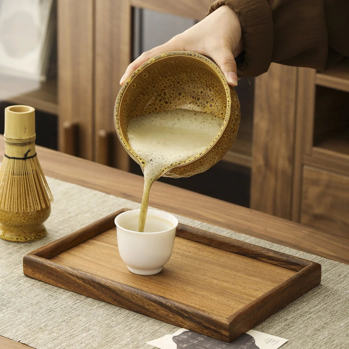 Matcha Set – 5-Piece Ceramic and Bamboo with Unique Kiln Glaze