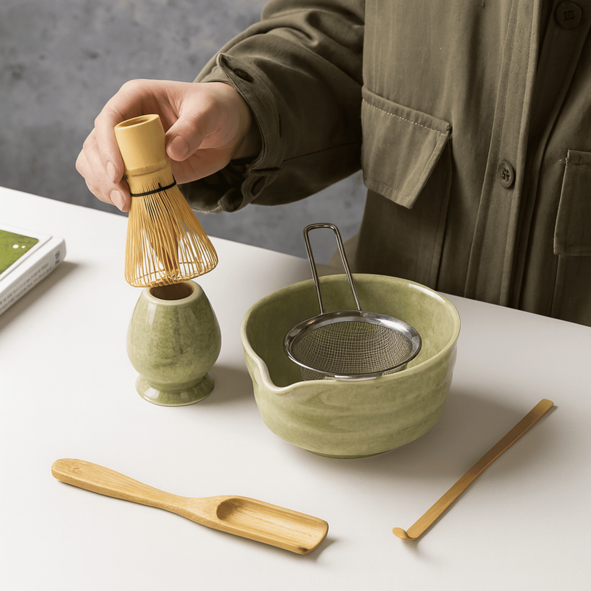 Matcha Set – Ceramic Bowl and Bamboo Tools for Traditional Tea Ceremony