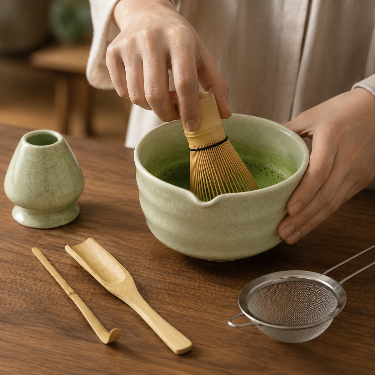 Matcha Set – Ceramic Bowl and Bamboo Tools for Traditional Tea Ceremony
