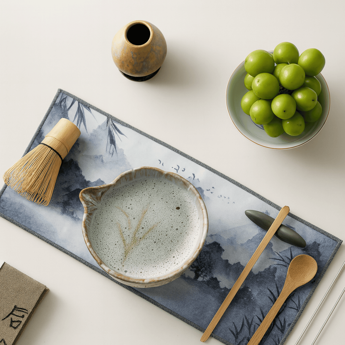 Ceramic Matcha Set – 8 Pieces with Kiln Glaze and Bamboo Tools