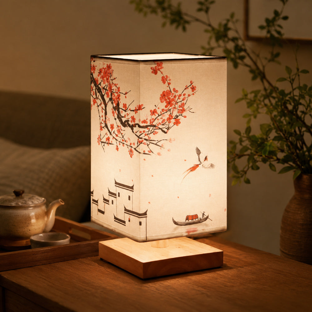 Minimalist Bamboo and Wood Table Lamp – Japanese-Scandinavian Design
