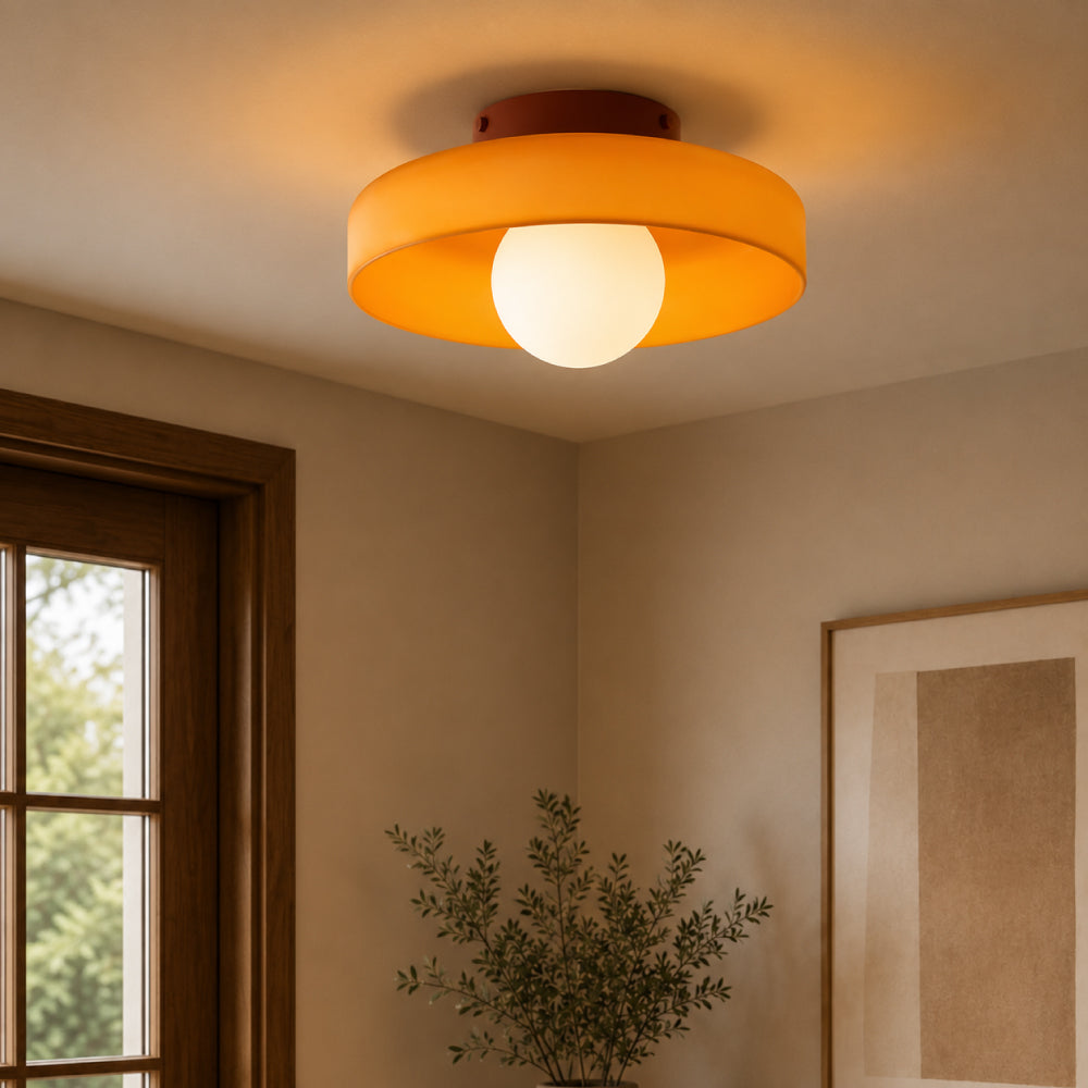 Minimalist Ceiling Light – Floating Glass Globe in Circular Frame