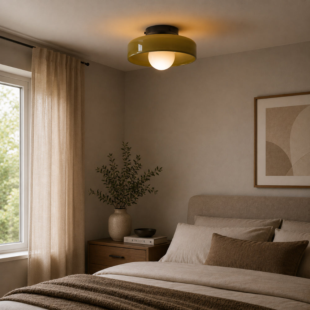 Minimalist Ceiling Light – Floating Glass Globe in Circular Frame