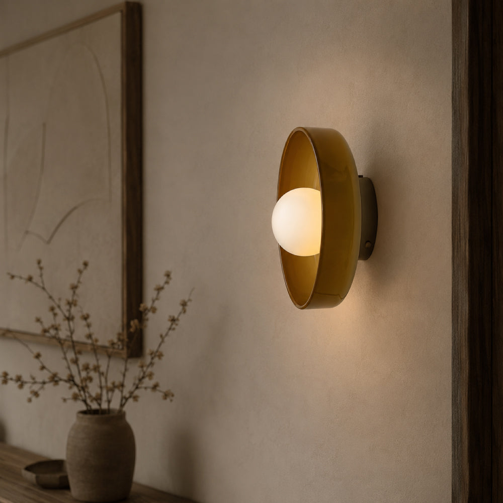 Minimalist Ceiling Light – Floating Glass Globe in Circular Frame