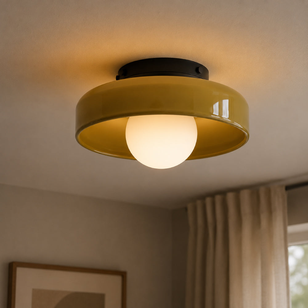 Minimalist Ceiling Light – Floating Glass Globe in Circular Frame