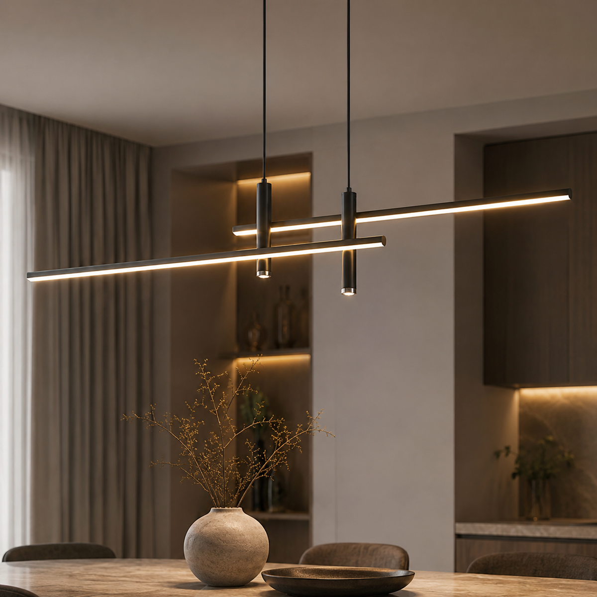 Minimalist Metal Pendant Light – Adjustable Height and Dimmable Light