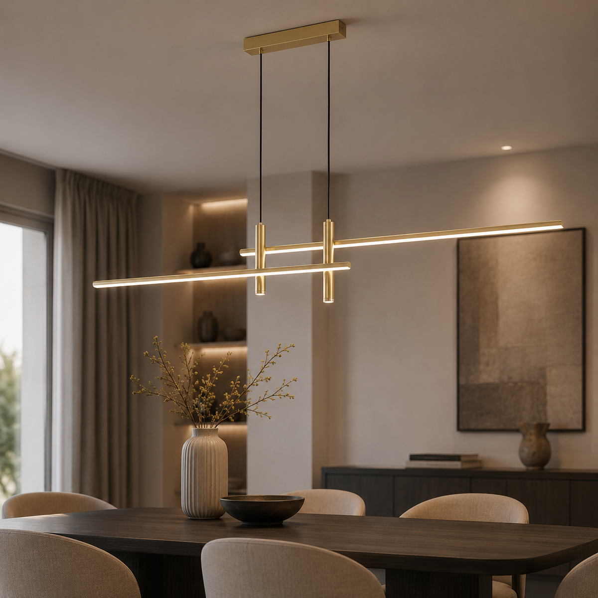 Minimalist Metal Pendant Light – Adjustable Height and Dimmable Light