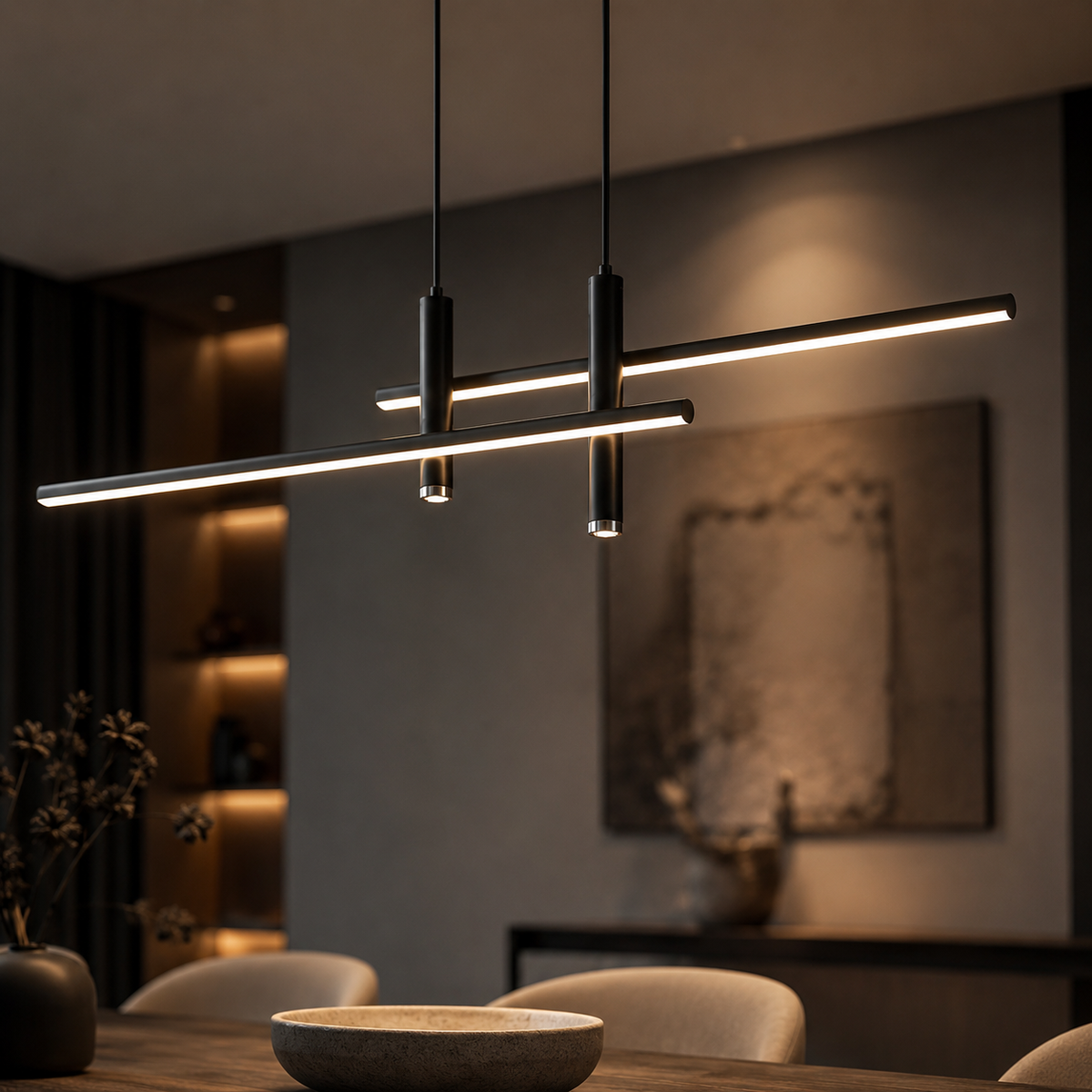 Minimalist Metal Pendant Light – Adjustable Height and Dimmable Light
