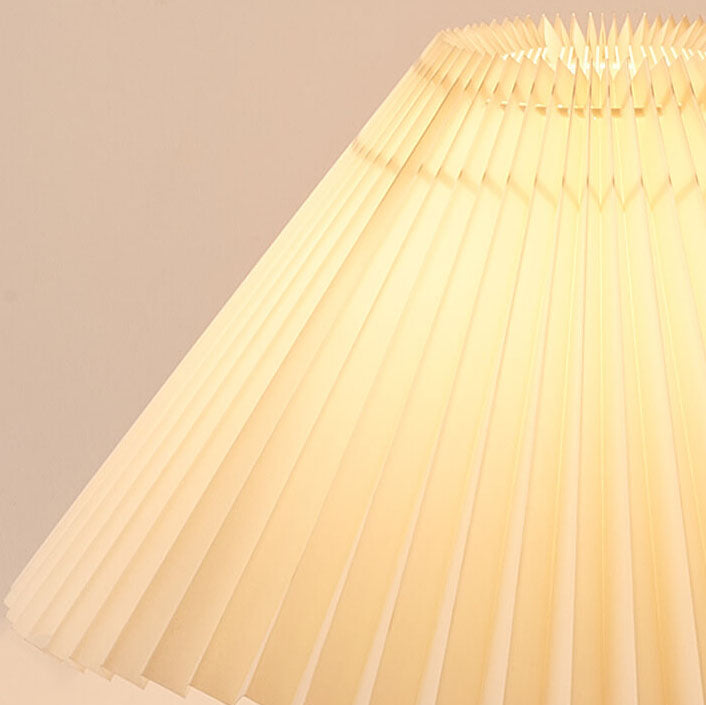 Minimalist Wood Table Lamp – Pleated Fabric with Warm Light