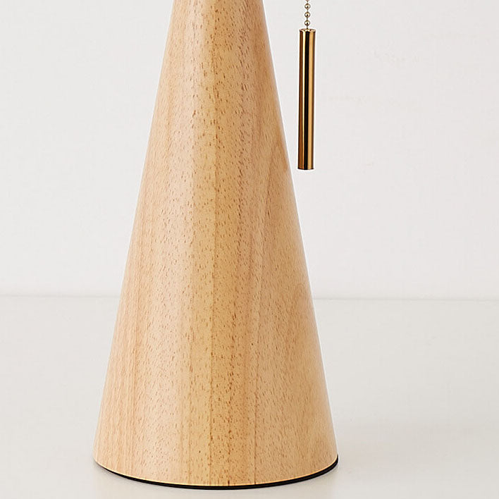 Minimalist Wood Table Lamp – Pleated Fabric with Warm Light