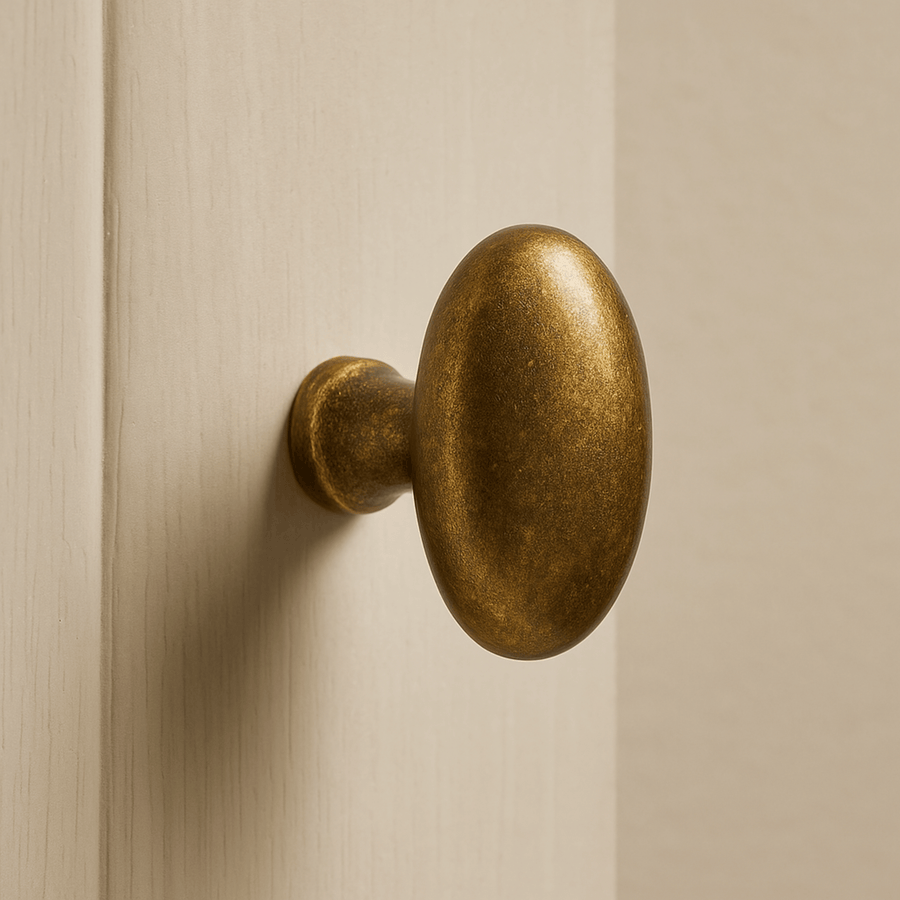 Antique Brass Furniture Knob – Solid Construction with Vintage Finish