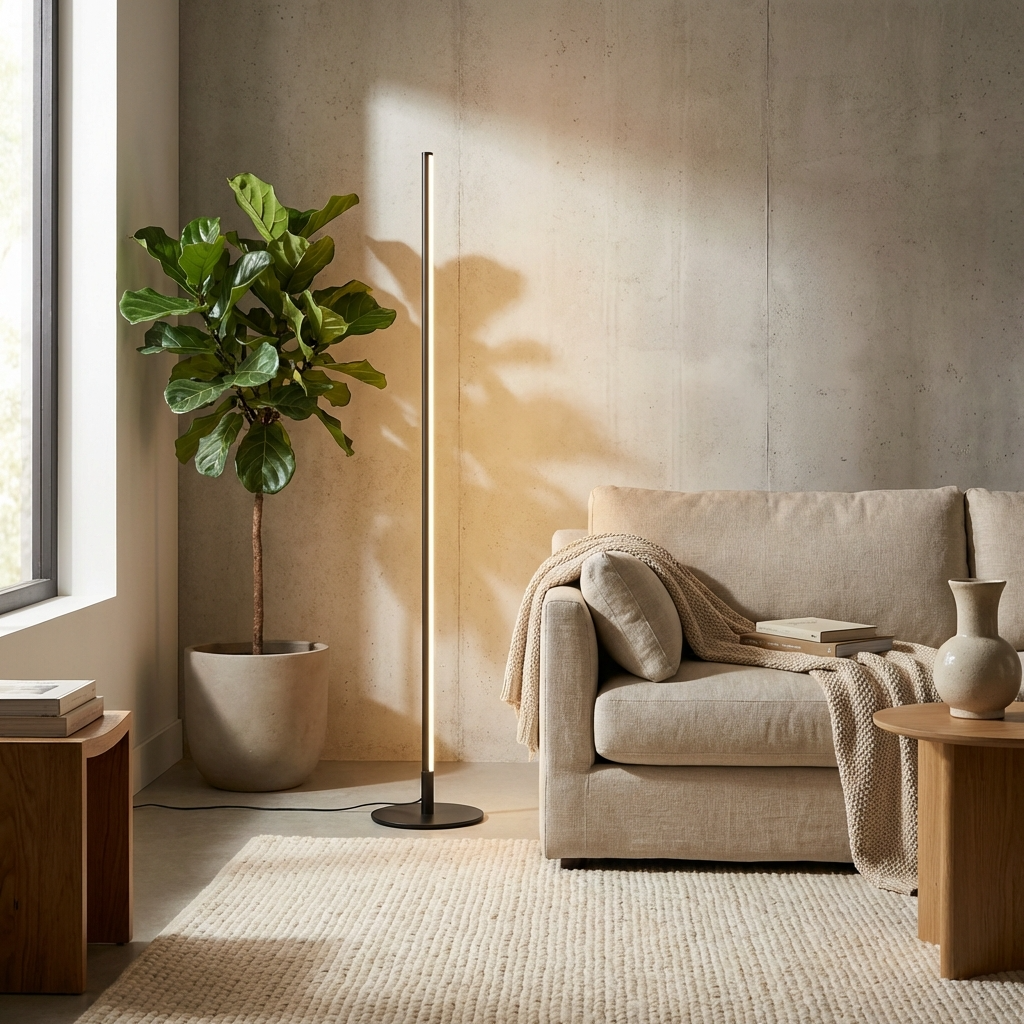 Modern Tall Metal Floor Lamp – Slim Design with Energy-Efficient LED