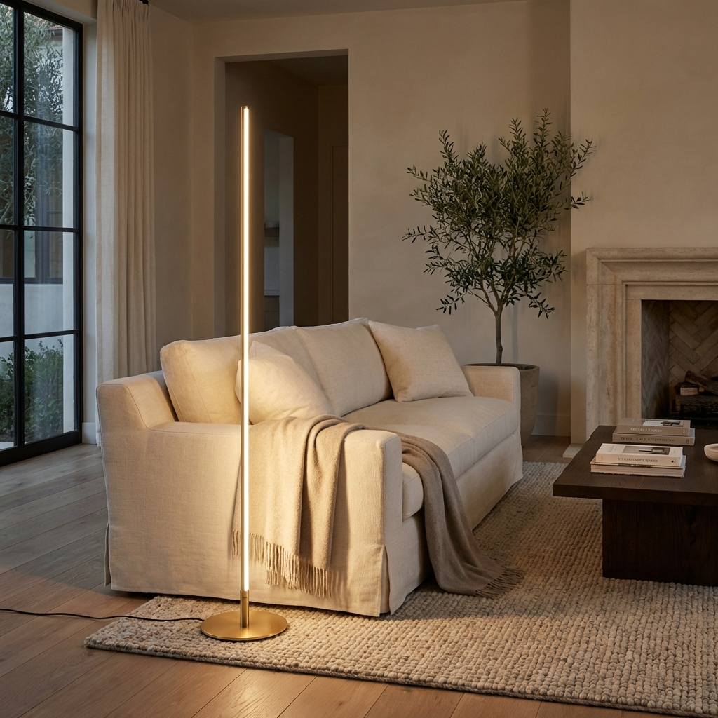 Modern Tall Metal Floor Lamp – Slim Design with Energy-Efficient LED