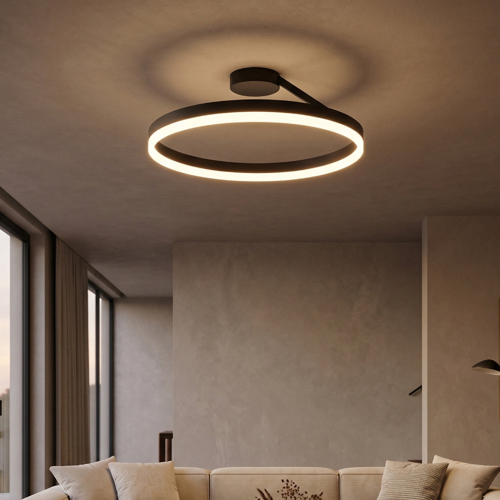 Modern Aluminum Ceiling Light – Floating Ring Design with Adjustable Brightness