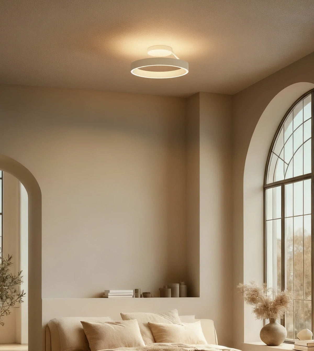 Modern Aluminum Ceiling Light – Floating Ring Design with Adjustable Brightness