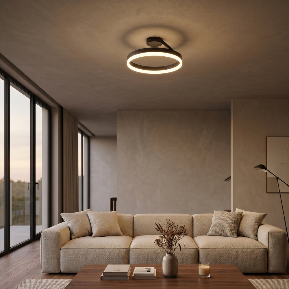 Modern Aluminum Ceiling Light – Floating Ring Design with Adjustable Brightness