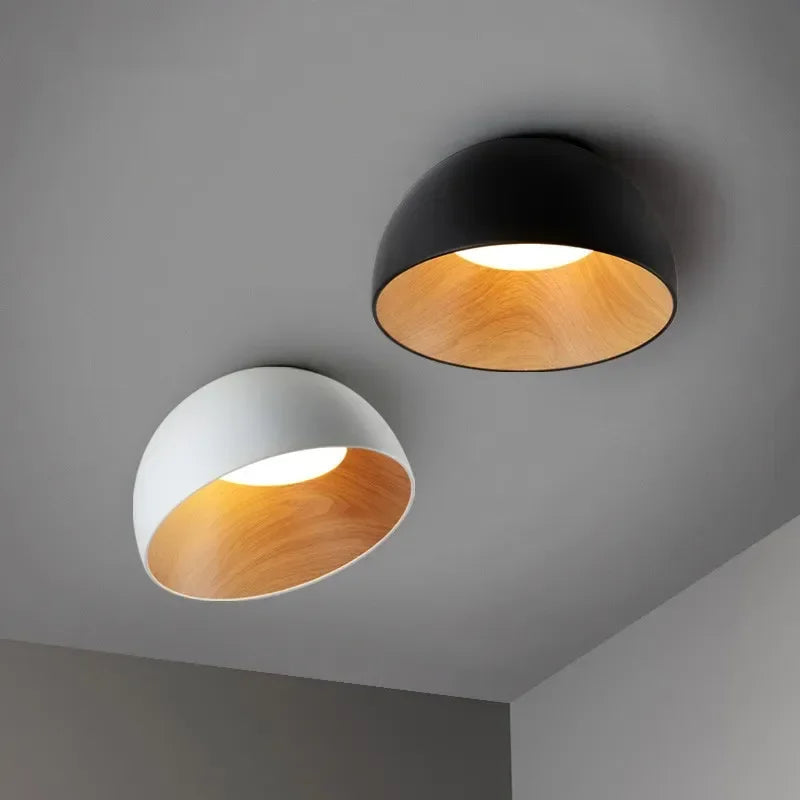 Modern Ceiling Light with Wood-Look Interior – Dimmable LED