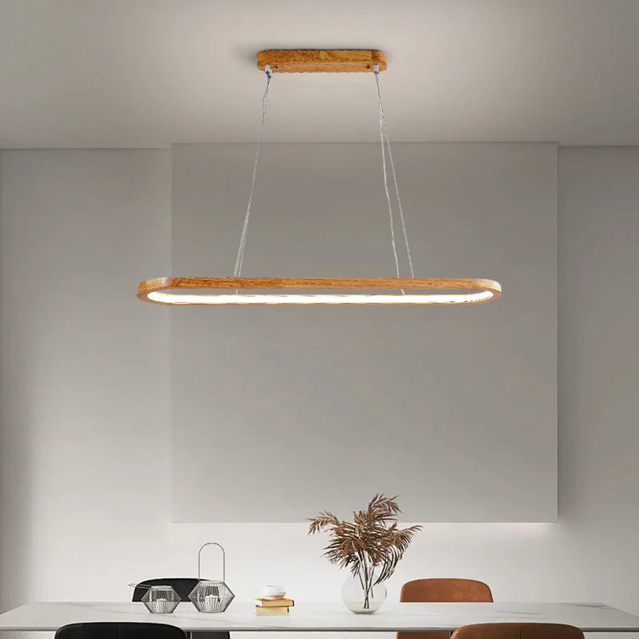 Modern Oval Pendant Light – Wood and Acrylic Ceiling Light for Indoor Lighting