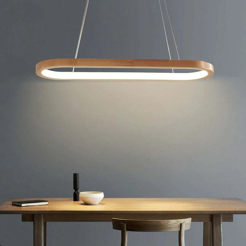 Modern Oval Pendant Light – Wood and Acrylic Ceiling Light for Indoor Lighting