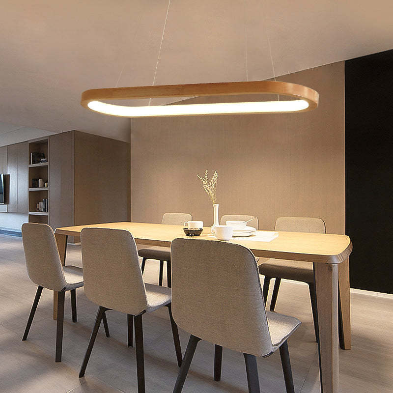 Modern Oval Pendant Light – Wood and Acrylic Ceiling Light for Indoor Lighting
