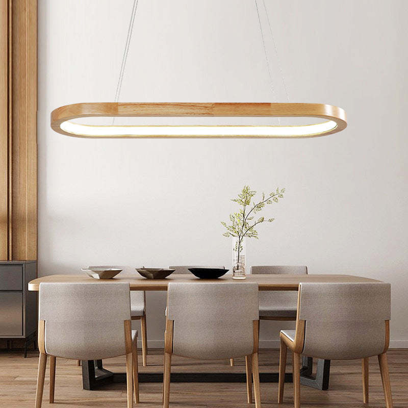 Modern Oval Pendant Light – Wood and Acrylic Ceiling Light for Indoor Lighting