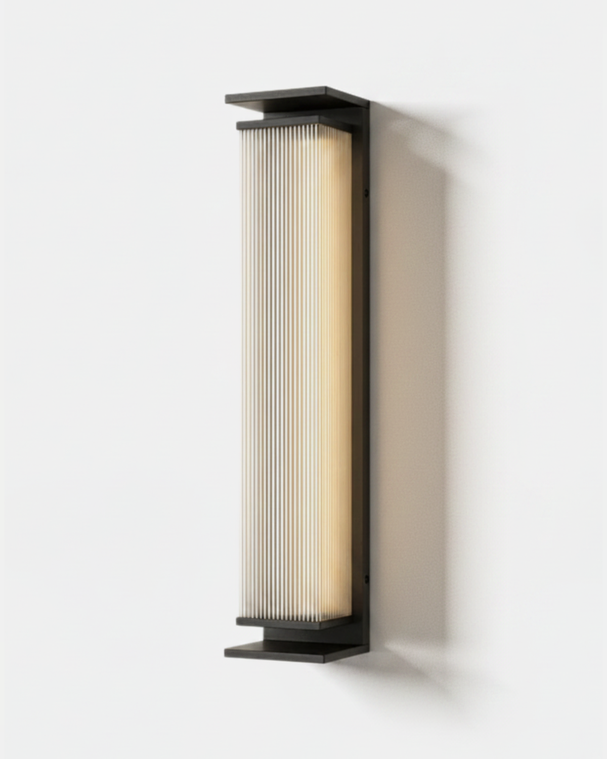 Modern Outdoor Wall Light – Fluted Glass Column in Slim Design