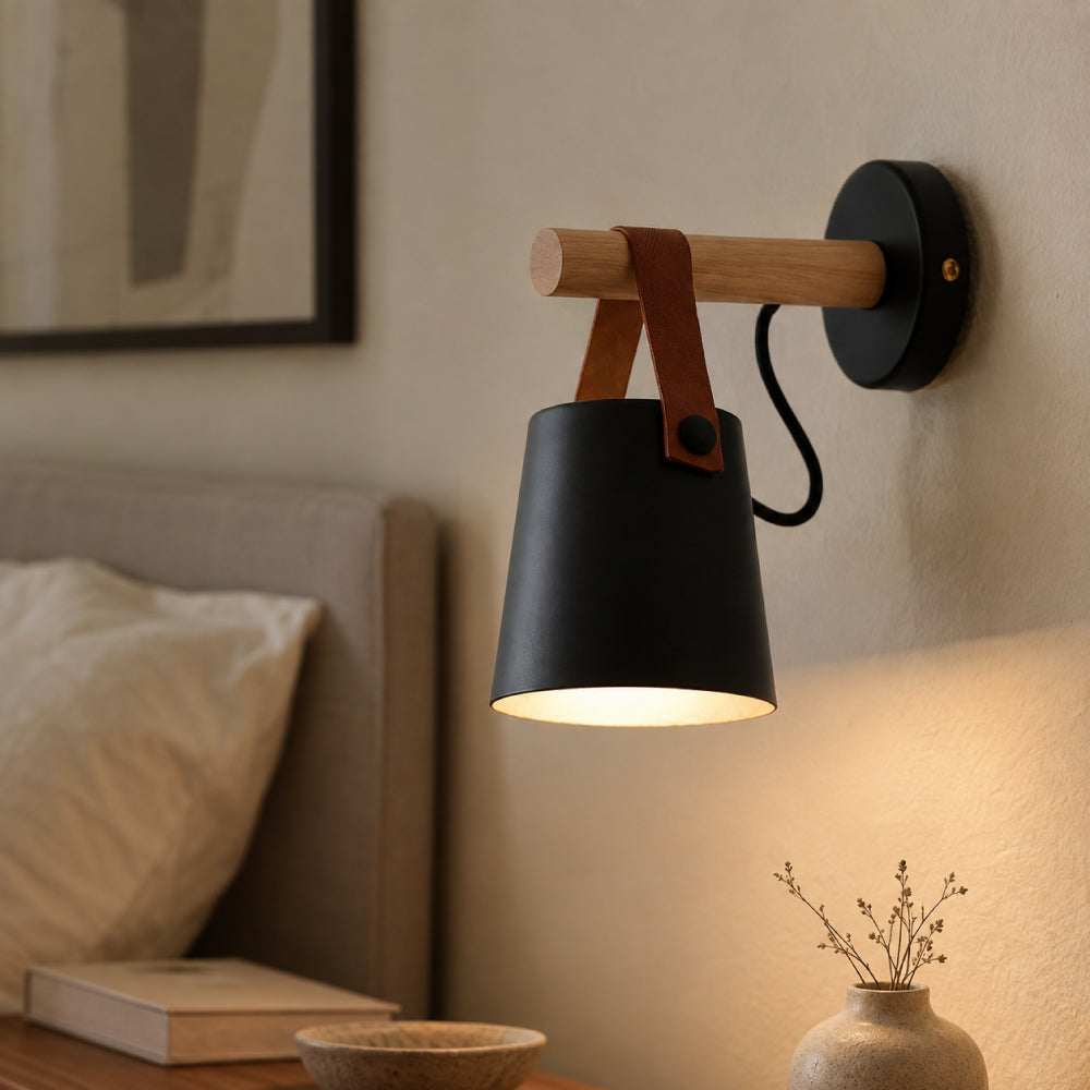 Modern Wood and Metal Wall Light – Downward Light for Living Rooms