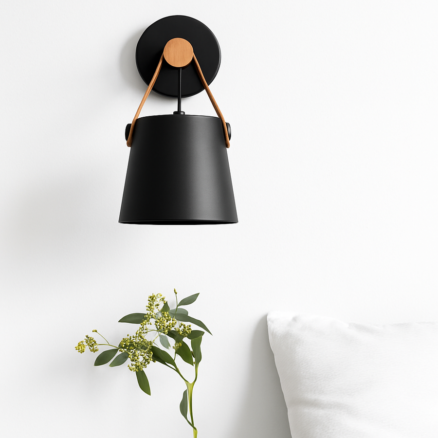 Modern Wood and Metal Wall Light – Downward Light for Living Rooms