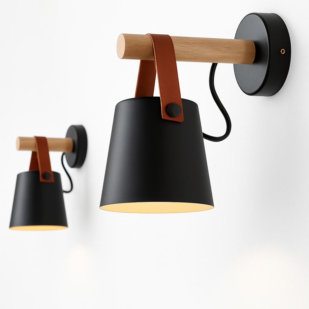 Modern Wood and Metal Wall Light – Downward Light for Living Rooms