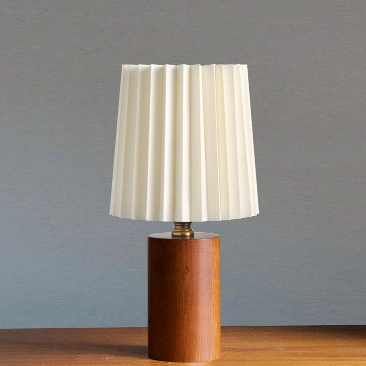 Nordic Solid Wood Table Lamp – Pleated Shade
