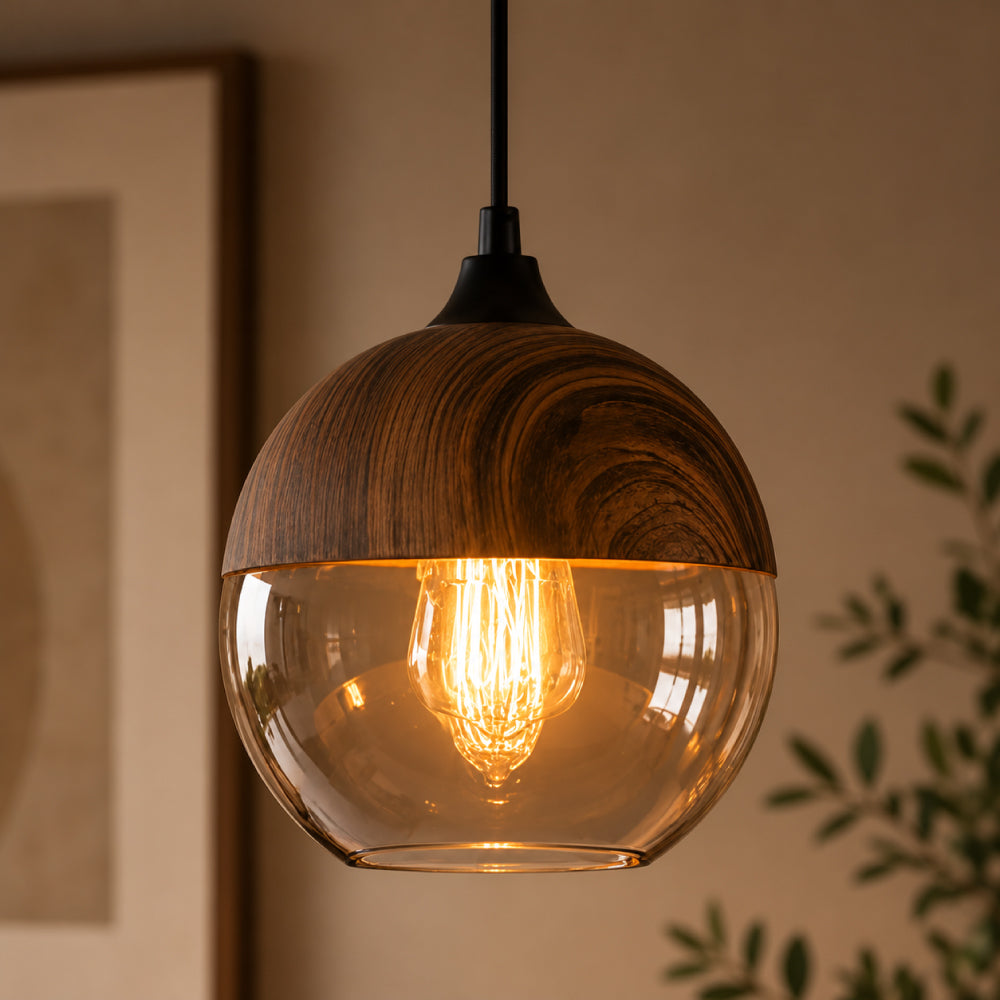 Nordic Ceiling Light – Retro Glass Design with Adjustable Height and Cozy Lighting