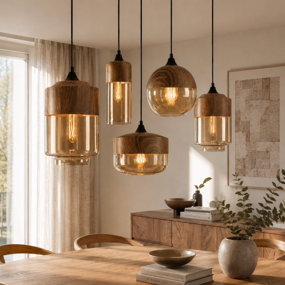 Nordic Ceiling Light – Retro Glass Design with Adjustable Height and Cozy Lighting