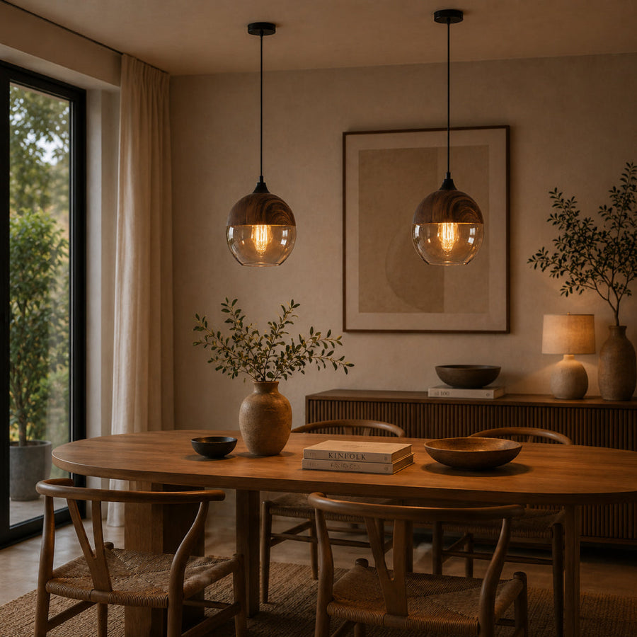 Nordic Ceiling Light – Retro Glass Design with Adjustable Height and Cozy Lighting
