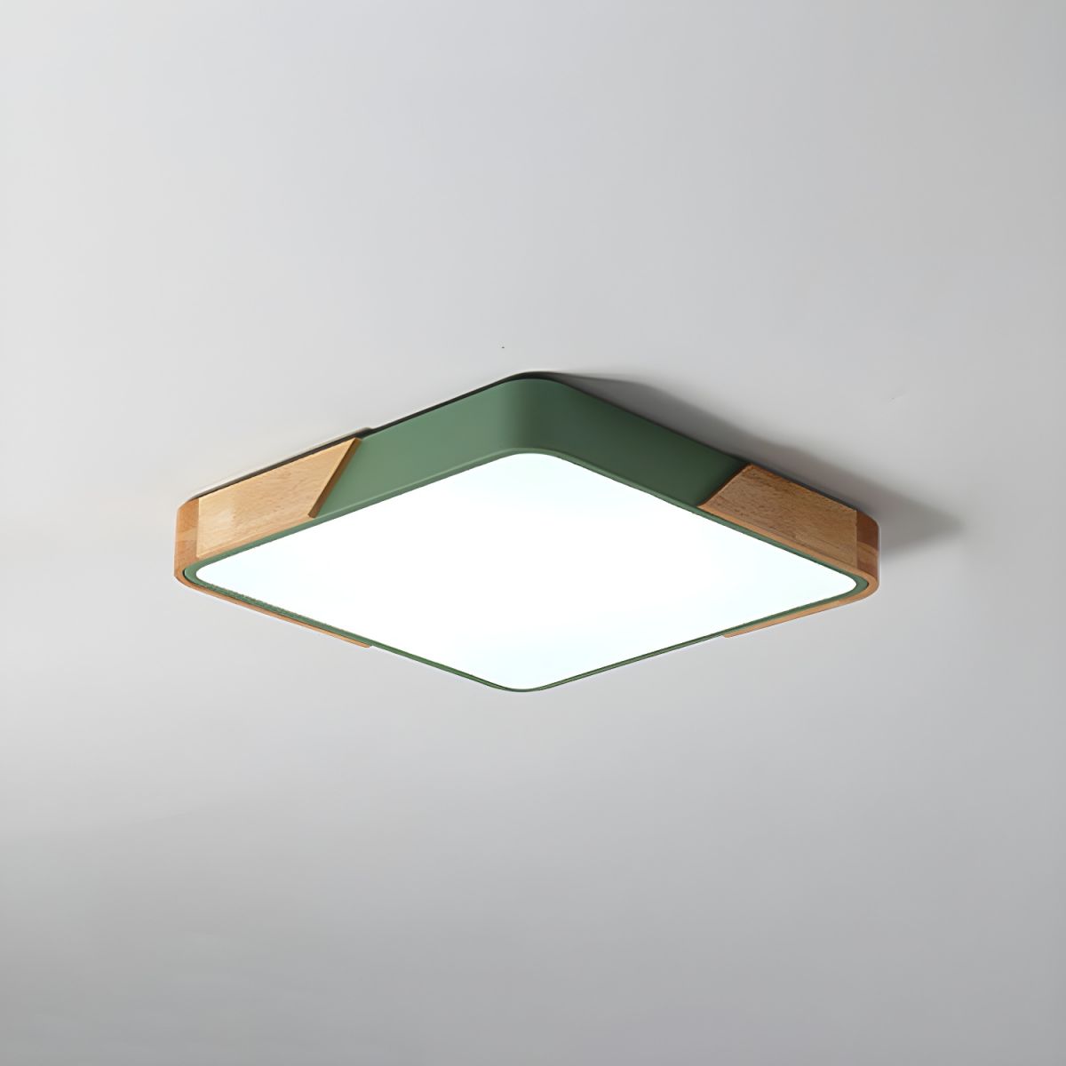 Nordic Ceiling Light with Wood Detail – Dimmable Multi-Color Lighting